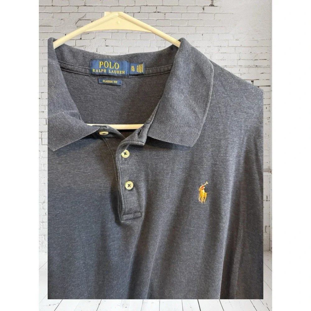 🔥Polo Ralph Lauren🤑‎ Navy Blue Cotton Polo Classic Fit Shirt Soft Men's XL T